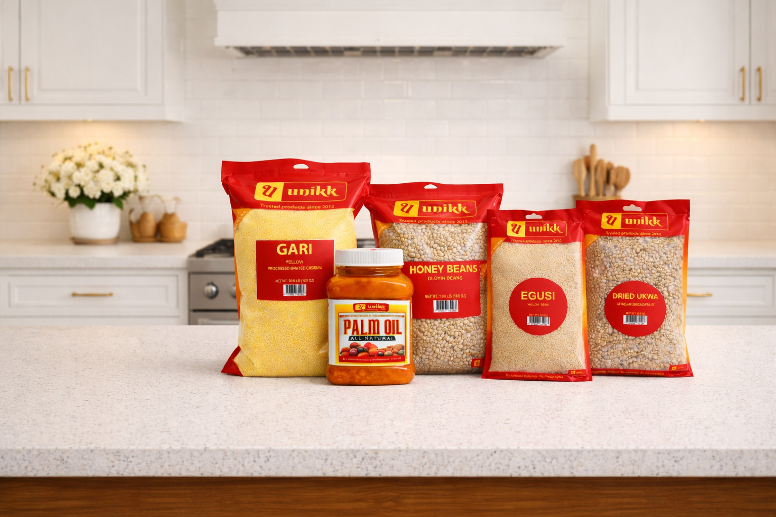 Vibrant marketplace produce with warm golden light